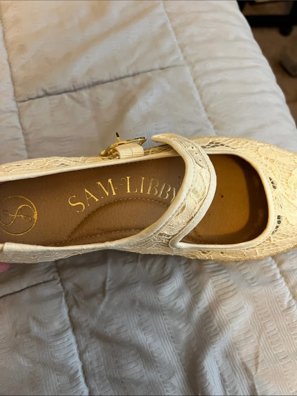 Sam & Libby Cream Lace Espadrille Mary Janes